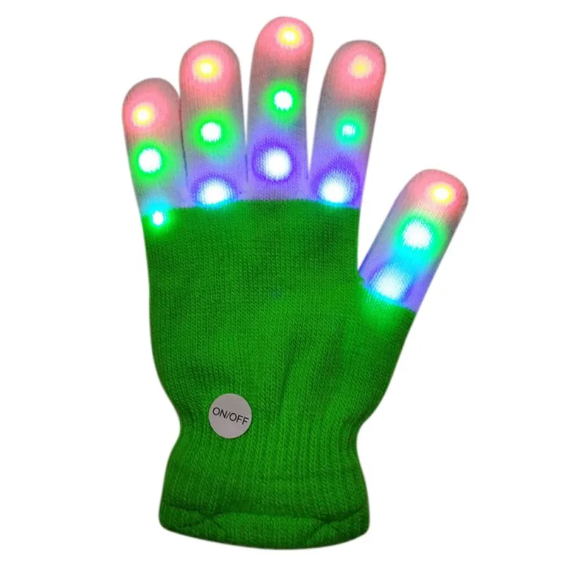 2 шт. мигающий светодиодный светильник, светящиеся перчатки, сохраняющие тепло, светящиеся вечерние принадлежности, реквизит для хореографии, рождественские украшения - Цвет: 1 pc green