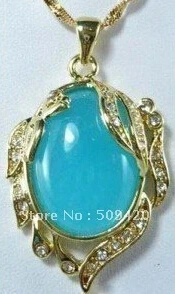 free shipping &gt&gt&gt&gtBlue Jade Gold Crystal Pendant &amp Necklace | Украшения и аксессуары