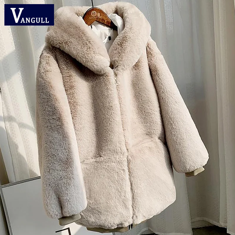 

Vangull Winter Thick Warm Faux Fur Coat 2019 New Fashion Women Hooded Long Sleeve Faux Fur Jacket Luxury Winter Fur Coats