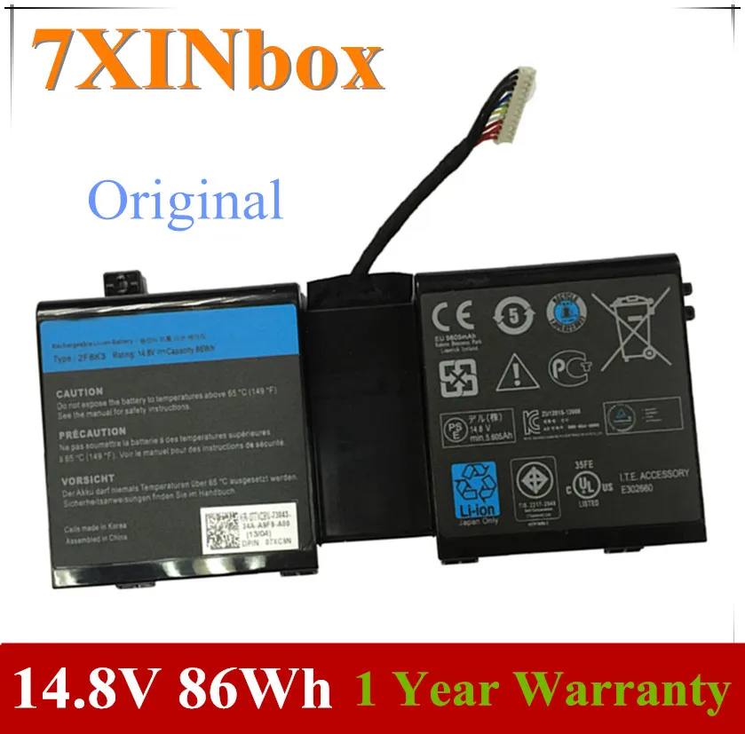 

7XINbox 14.8V 86Wh 2F8K3 0KJ2PX G33TT 02F8K3 KJ2PX Laptop Battery For Dell Alienware 17 17X 18 18X M18X M17X ALW18D-1788 Tablet