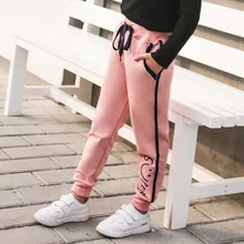 Г. Весенне-осенние спортивные штаны в Корейском стиле для девочек тонкие детские штаны из чистого хлопка с вышивкой Mosq