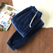 Новые сексуальные кружевные зимние теплые фланелевые штаны для сна, женские длинные штаны, коралловые бархатные мягкие теплые штаны для сна, женские домашние брюки