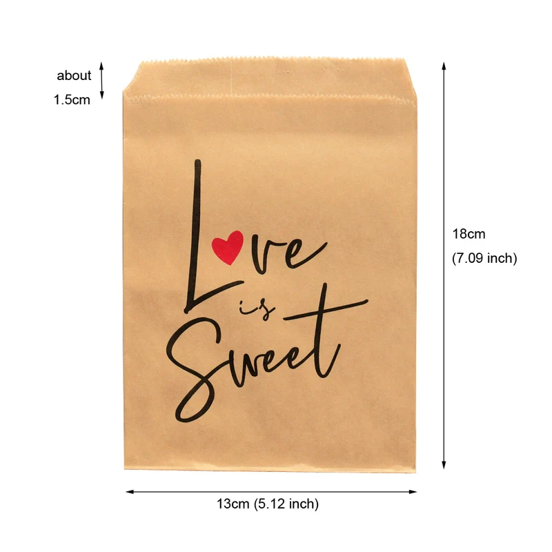 25 шт спасибо Крафт бумажный мешок красочный горошек полосатая бумага с узором «шеврон» Подарочный мешок свадебные конфеты сумки Упаковка для подарков на день рождения - Цвет: love is sweet