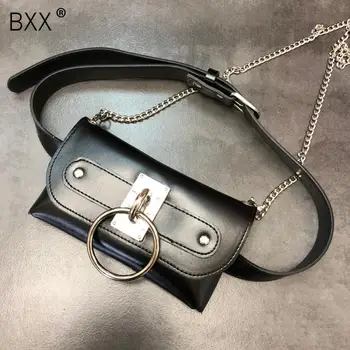 

[BXX] 2020 Luxury Brand Leather Fanny Pack For Women Fashion Female Chains Shoulder Bag Small Waist Pack Belt Purse Bags HL253