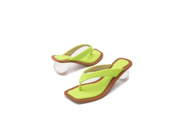 Eilyken Size 34-43 Clear Crystal Round Ball Heels Slippers Women Summer Beach Peep Toe Slides Shoes Woman Flip Flops Sandals