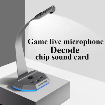 

Anchor Live Microphone OneButton Fashion Computer Microphone LED Lighting Design Decode Chip Sound Card Wired Desktop Microphone