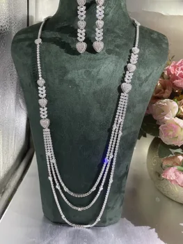 Luxury 2pcs Bridal Zirconia Jewelry Sets For Women Party, Luxury Dubai CZ Crystal Wedding Jewelry Sets