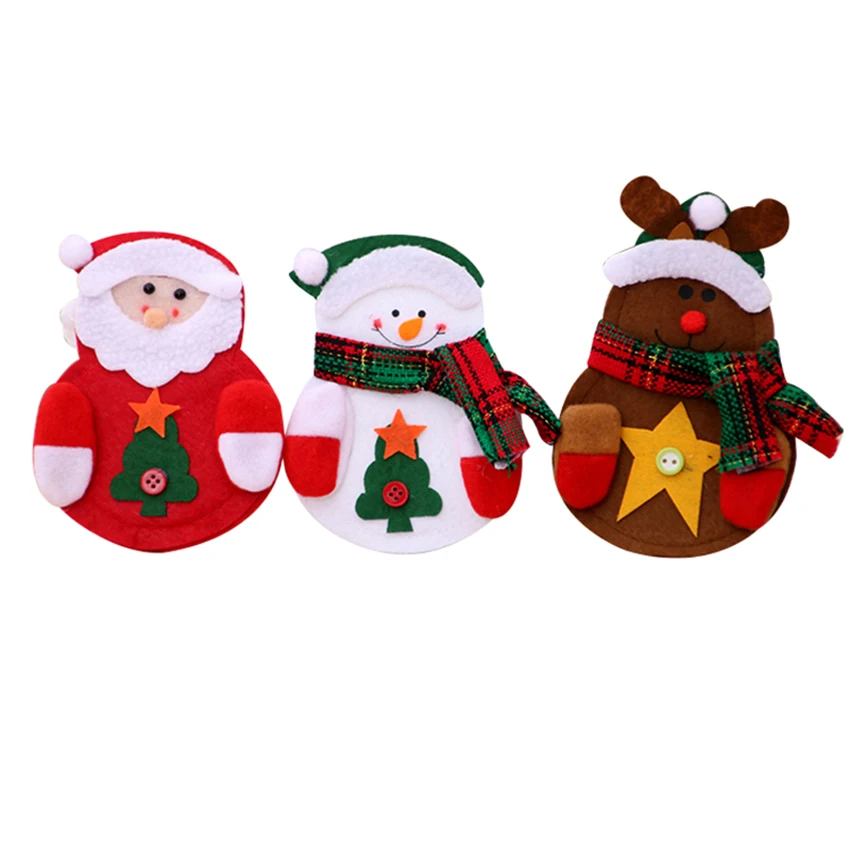 

Christmas Knife Fork Cover Decorations Snowman Santa Elk Silverware Holder Pockets Cutlery Bags for Table Dinner Home Decoration