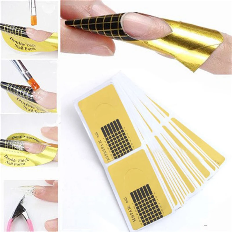 

French Nail Form Tips Rectangle Nail Art Tool Nail Extension UV Gel Extension Builder Guide for Nail Stencil Manicure Tool TO008