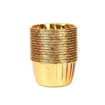 

50Pcs Cupcake Wrappers Crimping Muffin Cases Cake Liner Gold Silver Coated Paper Cups Heat Resistant Baking Mold Party Supplies