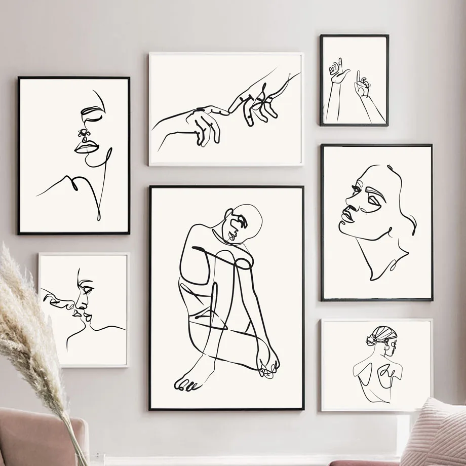 Абстрактная живопись на холсте, черно-белые скандинавские плакаты и принты, настенные картины для гостиной