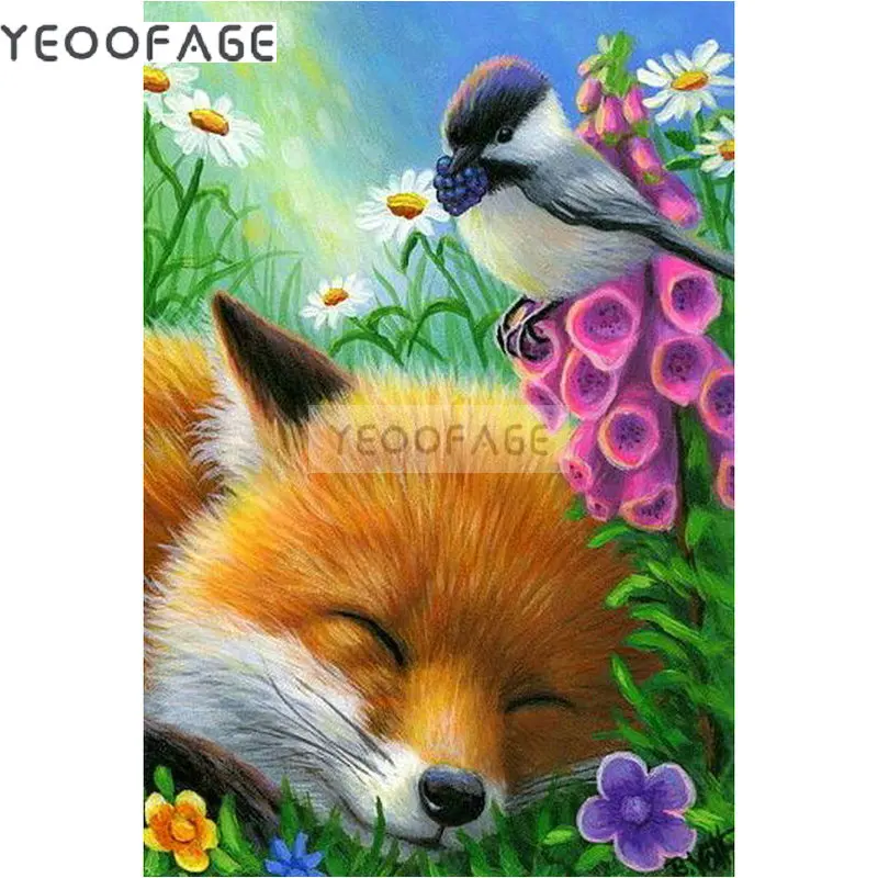 

DIY Diamond Painting Cross Stitch Kit fox 5D Square Rhinestones Pictures bird full Diamond Embroidery Mosaic Crafts For Handmade