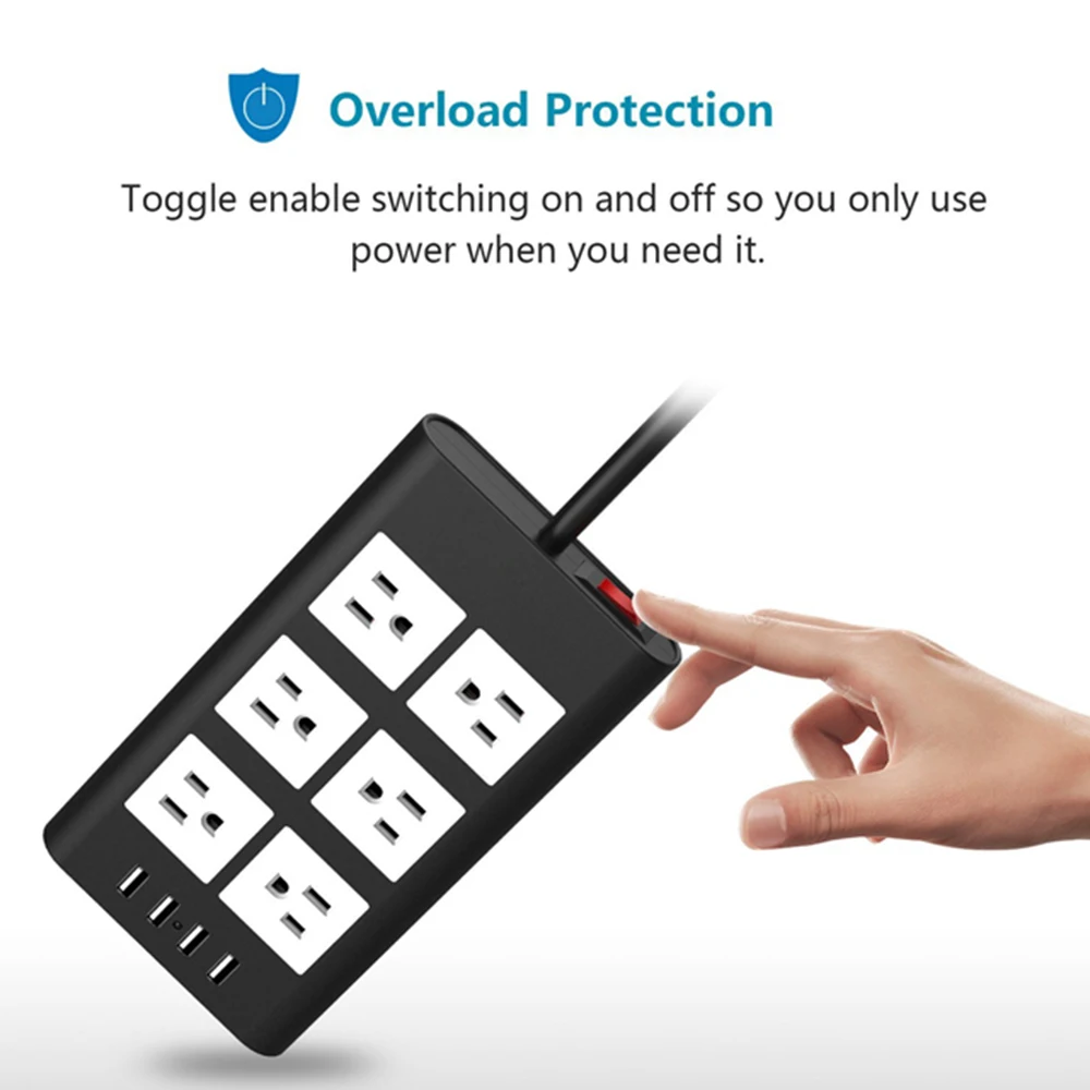 USB power Strip США электрическая розетка с USB удлинитель настольная розетка 10A Защита от перенапряжения 2 м удлинитель