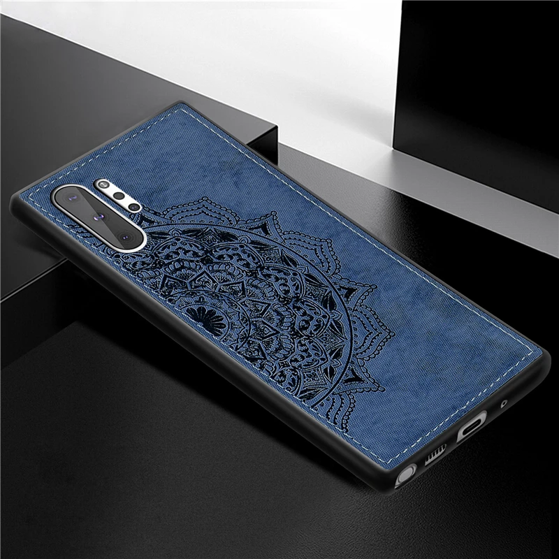 Blue 3D Цветочный чехол для samsung Galaxy Note 10 Plus, силиконовый чехол из ткани, Жесткий Чехол для ПК samsung Note 10+ Встроенная Магнитная пластинка - Цвет: Blue