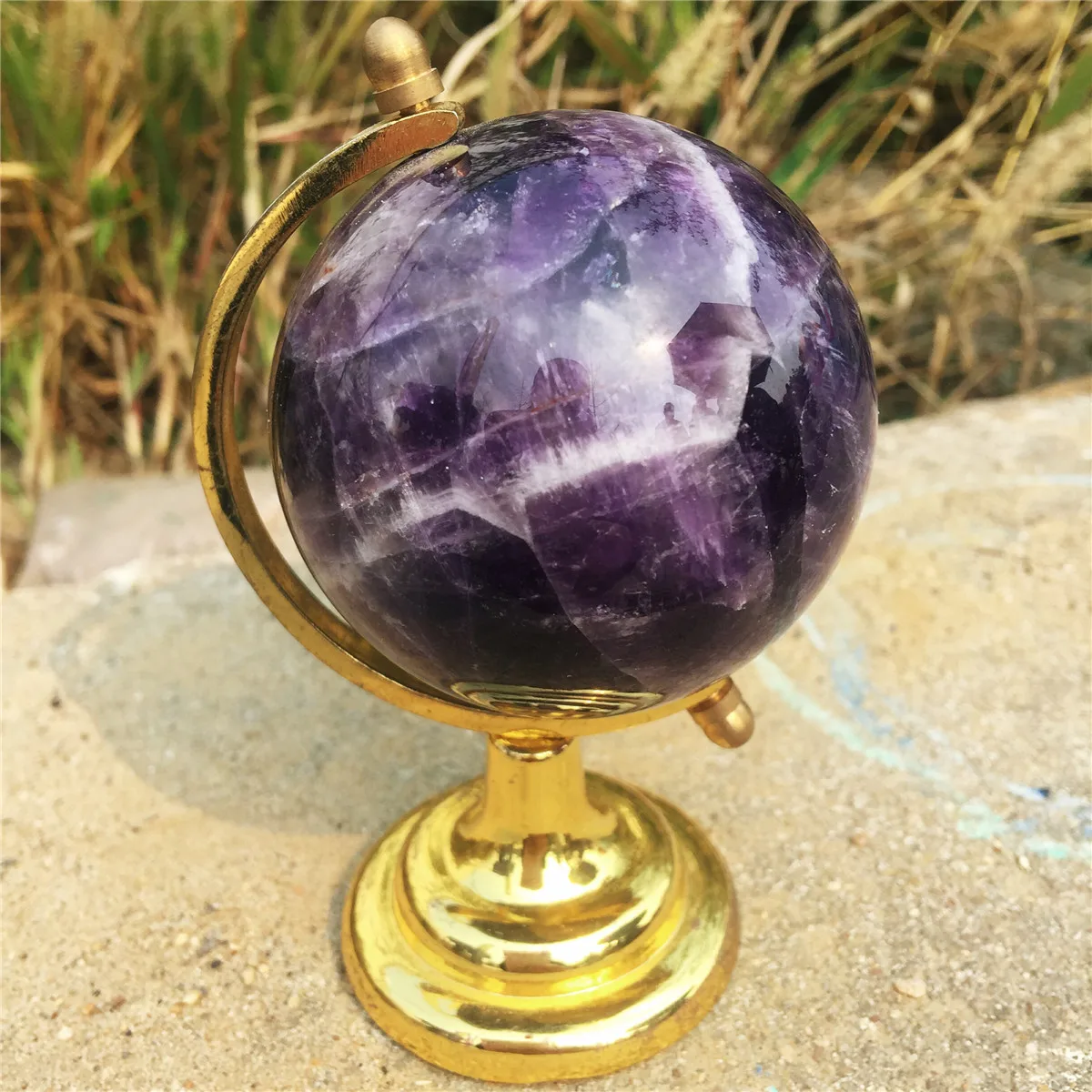 1 шт. натуральный фиолетовый кристалл Кварцевый земной инструмент хрустальный шар для украшения дома модный подарок магазин Рождественский подарок