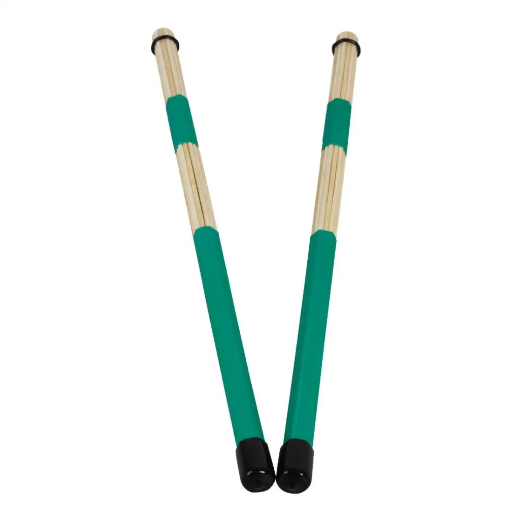 1 Pair Music Band Drum Sticks Bamboo Wood Drum Stick Mallet w/ Rubber Handle