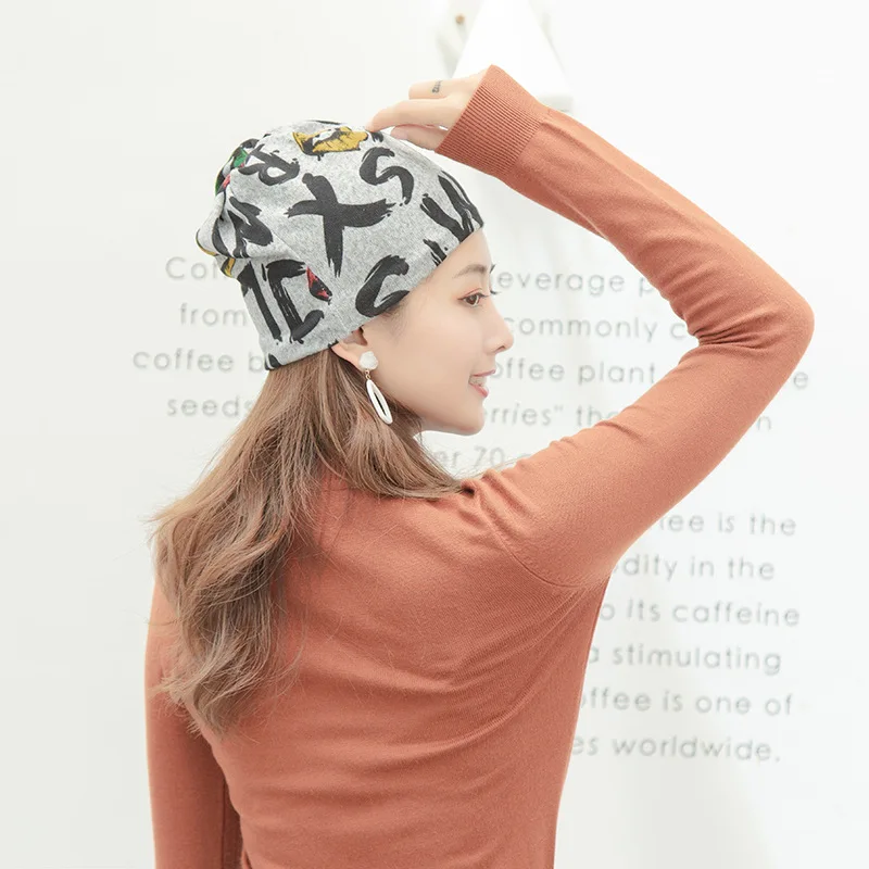 

Hot Sale Multifunctional Women's Hat Scarf Letter Cap Spring Autumn Snapback Cap For Woman Circle Beanie Cap New Arrival