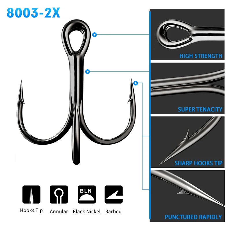 Proberos 50pcs Fishing Hook High Carbon Steel Treble Hook 2#-14#  Black/red/brown/silver/matte Tin Color Fishhooks - Fishhooks - AliExpress