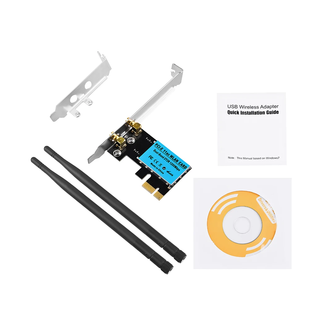 Адаптер беспроводной настольный PCI-e стабильный внутренний wifi 2,4G/5,8G с антеннами 1200 Мбит/с сетевая карта Двухдиапазонная 802.11ac высокая скорость