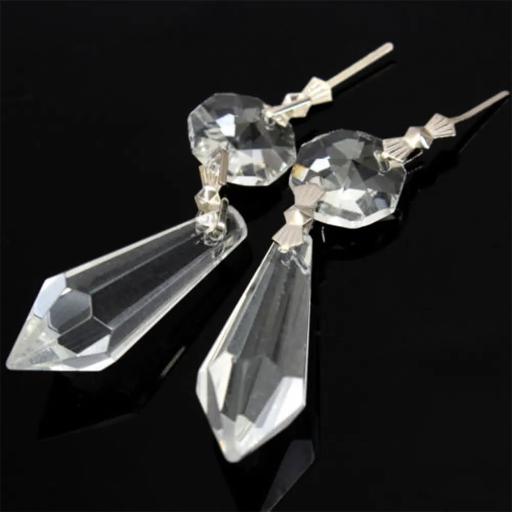 10Pcs/Pack Chandelier Octagonal Bead Crystal Lamp Pendants Decoration Parts
