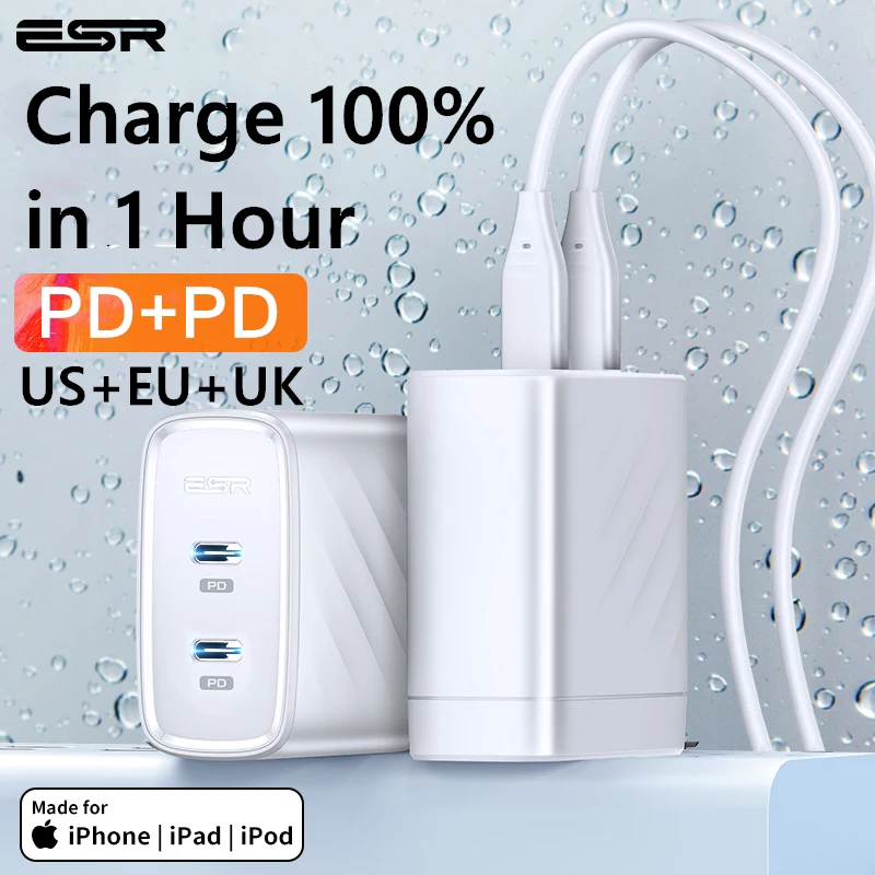 Achat ESR 36W double Port portable voyage Charge rapide pour iPhone 11 Pro 7 8 X XS XR XS Max Samsung iPad Xiaomi type c PD chargeur de téléphone