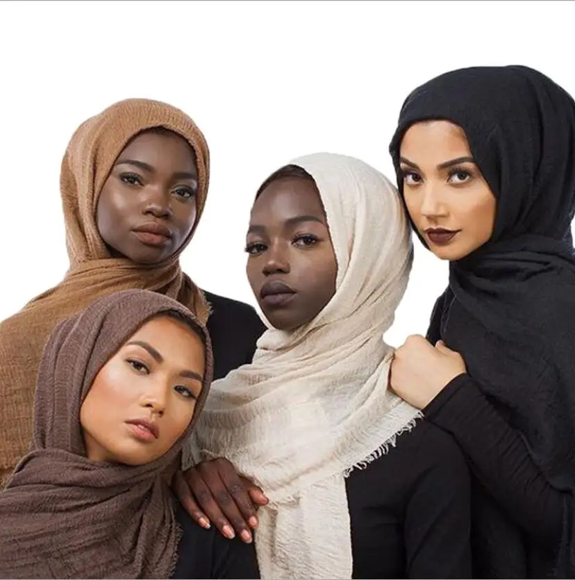 Crinkle шарф мусульманский хиджаб тюрбан для женщин головной платок Niqab шапки
