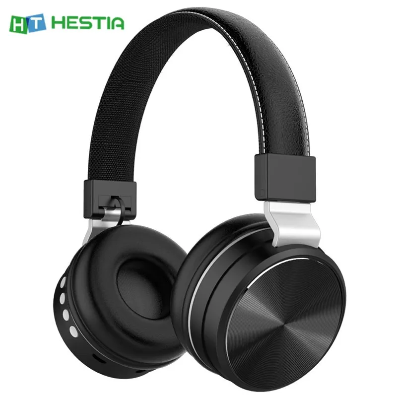 HM 02 Head mounted Earphone Bluetooth 5 0 Over Ear Adjustable Metal Stretch Rail Foldable Headphone USB Port Subwoofer Earbuds