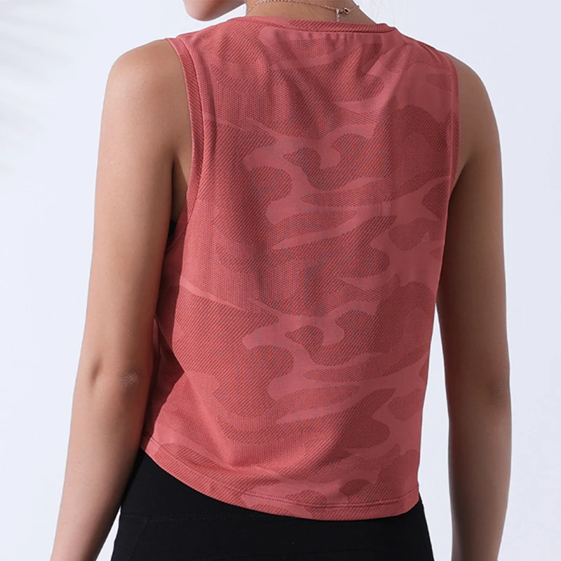Yoga Top Yoga Shirt Sports Shirt Sports Tank Women Camouflage Running Vest Fitness Crop Top Sleeveless Mesh Yoga Shirts Breathable Workout Gym Tank Tops Female Sportswear