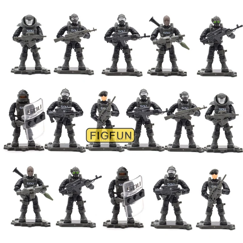  SWAT Mega Toy Figure Set War Military Series with Weapons Dog Call Telescope Building Blocks Bricks
