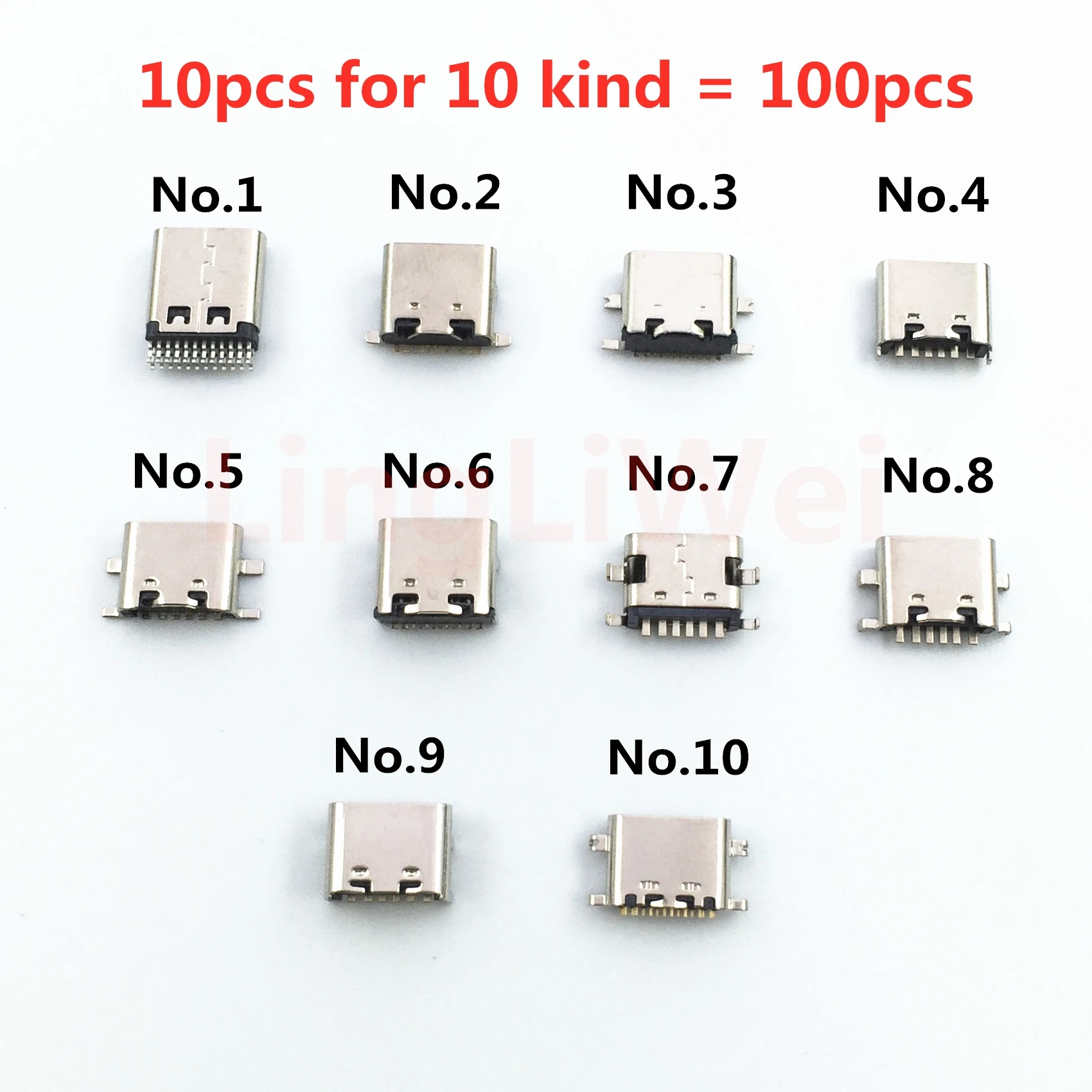 10-100 шт./пакет 10 моделей Type-C Micro USB зарядные док-разъемы Mix 6Pin-24Pin используется для
