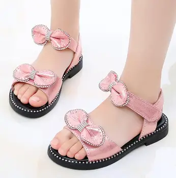 

New Kids Sandals Girls Bow Flat Heel Beach Shoes Children Sandals For Girls Princess Fashion Sandal