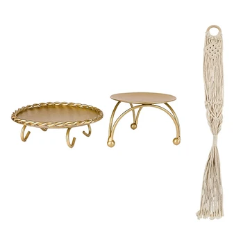 

1 Pcs Plant Hanger Plant Hangers Indoor Wall Hanging Planter Holder & 2 Pcs Candle Holder Gold Candle Holders