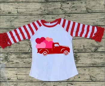 

spring Valentine's Day baby girls Dinosaur love heart truck digger cotton boutique top T-shirt raglans children clothes