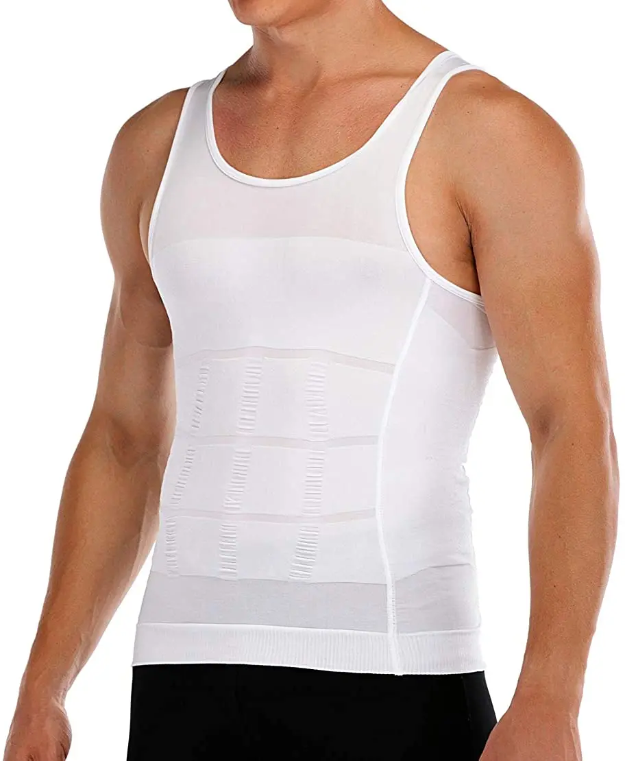 Mens Slimming Body Shaper Vest to Hide Man Shapewear Compression Shirt