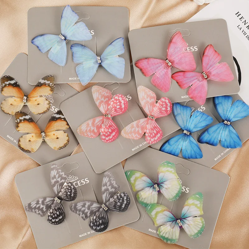 

2pcs/Set New Cute Colorful Butterfly Hairpin for Girls Sweet Hair Ornament Clip Fashion Kids Barrette Woman Hair Accessories