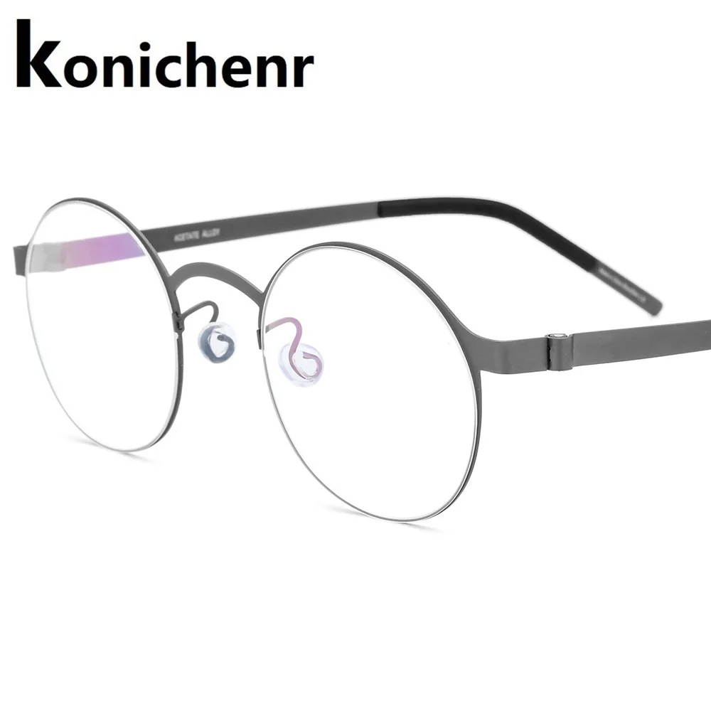 

Konichenr Titanium Glasses Frame Men Optical Prescription Eyeglasses Women Round Screwless Myopia Spectacle Frame Korean 28626
