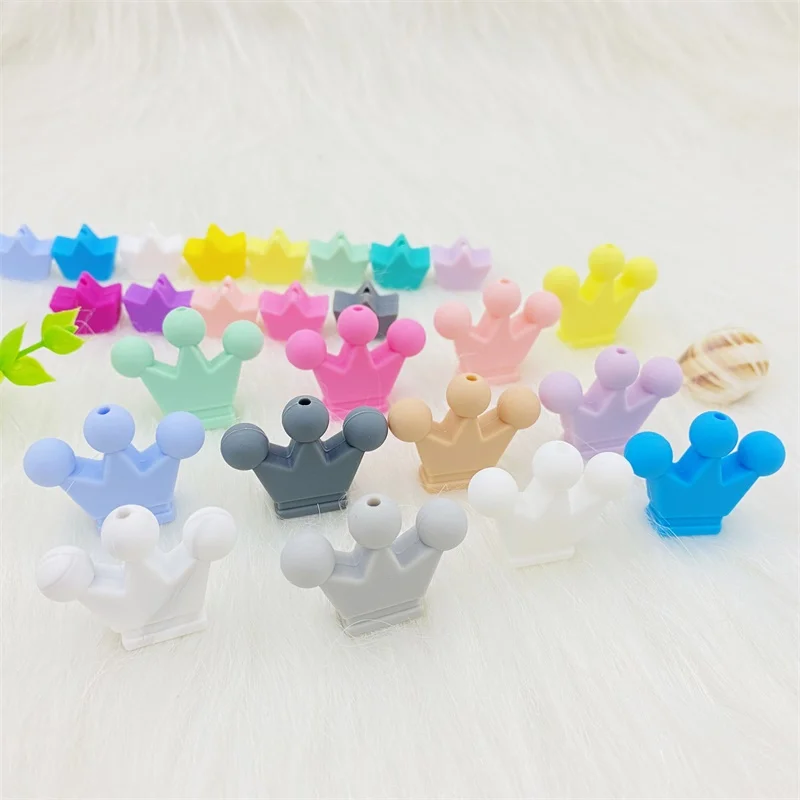 10pcs Food Grade Crown Silicone Beads Baby Teething Toys Silicone DIY Pacifier Chain Pendant Accessories Baby Teethers silicone teething toys silicone beads silicone teething beads