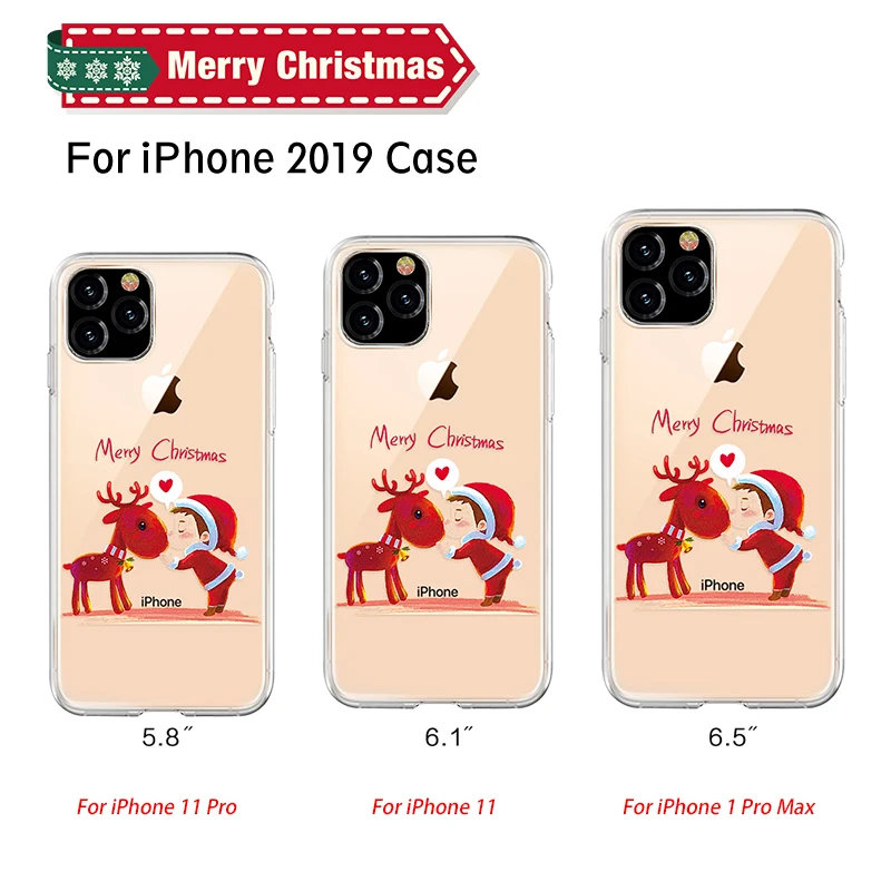 

Soft TPU Silicone Phone Cases Merry Christmas Pattern Cover for iPhone 11 6.1in Coque Shell for iPhone 11 Pro 5.8 11 Pro Max 6.5