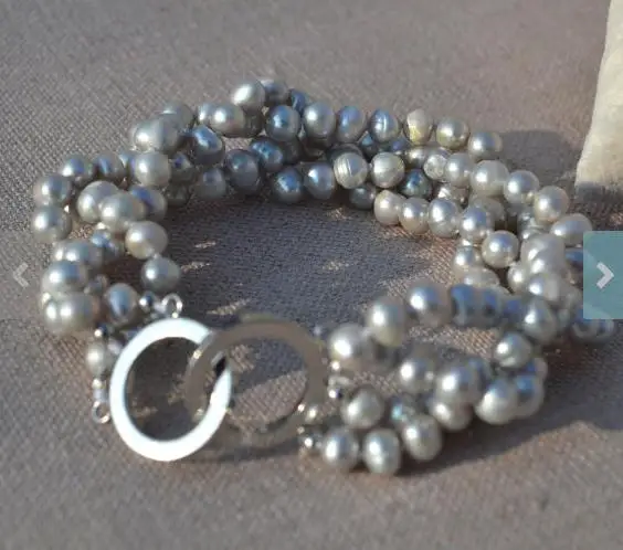 

New Arrival Favorite Pearl Bracelet Gray Color 4 Rows 6-7mm Genuine Freshwater Pearl Bracelet Handmade Women Gift Jewelry
