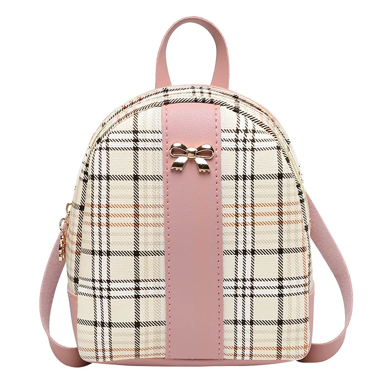 

Korean-style Printed Plaid Backpack Foreign Trade Wholesale 2019 Summer And Autumn New Products Women's Bow Students Casual Bag