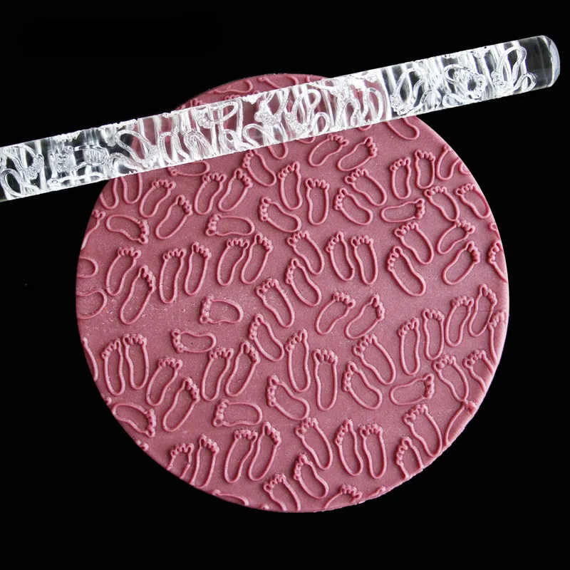 Cute Little Feet Shape Embossing Rolling Pins Cake Decorating Tool Fondant Rolling Pins Cake Sugarcraft Embossing Cake Tool 9018