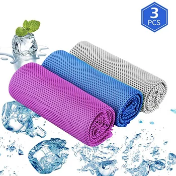

3-Piece Cool Towel Set Instant Ice Cool Towel Breathable Mesh Sweat-Absorbing Yoga Running Training