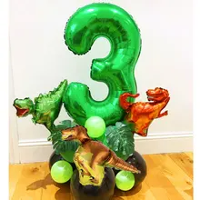Jungle Dinosaur Party Balloons Set Mini Dinosaur Balloon Green Number Ballon Kids 1 2 3 4 5 Year Birthday Party Decoration