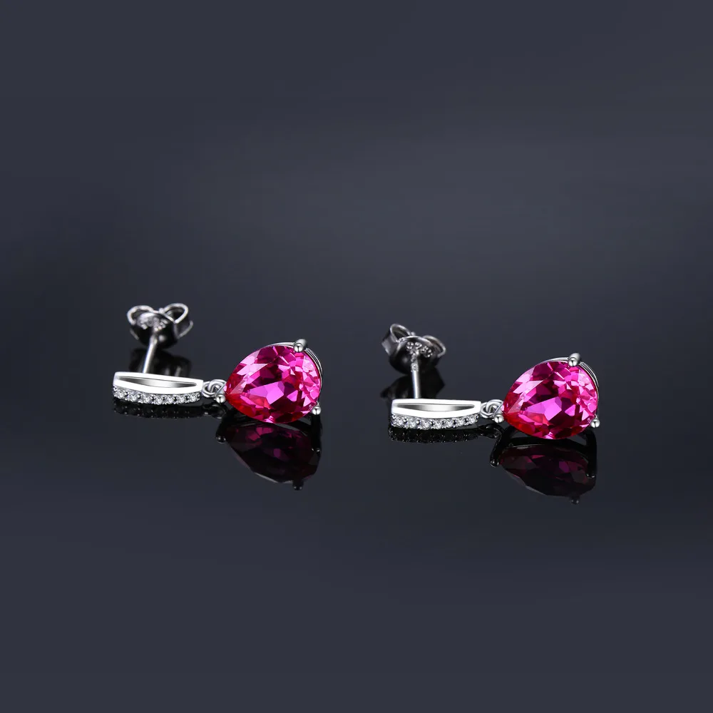 Серьги-капли с розовым сапфиром, 925 пробы серебряные серьги для женщин, корейские серьги с драгоценным камнем, модные ювелирные изделия
