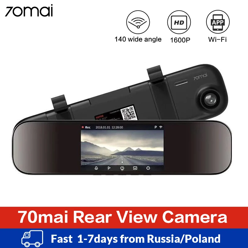70mai камера с зеркалом заднего вида Wifi 1600P HD видеорегистратор для автомобиля