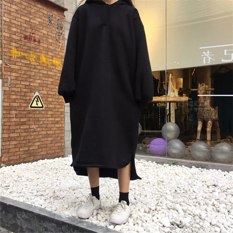 Black ZSIIBO Women Hoodies Casual Sport Sweatshirt Hooded Solid Color Long Sleeves Irregular Top Fashion Loose Hoodies With Pockets - Color: Black