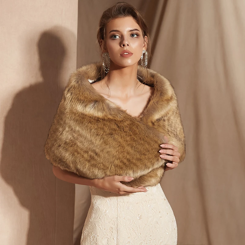 Bolero de piel sintética para bufanda de boda, estola de capas marrones, chal de fiesta, Formal, abrigo de alta calidad|Chaquetas de boda/Envolvente| - AliExpress