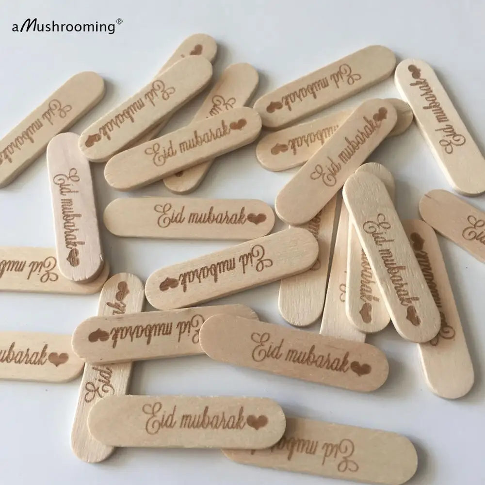 Personalized Mini Ice Cream Stick, Cupcake Sticks Pops Sticks, Mini Candy Apple Sticks Party Cake Decoration Eid Mubarak