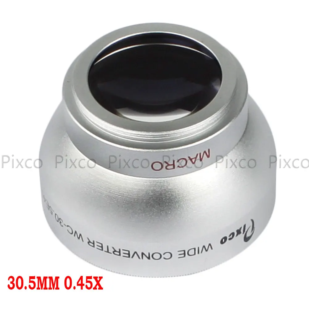 30,5 мм 0.45X Широкоугольный объектив с макро для Canon Nikon Pentax Sony, Panasonic(серебристый
