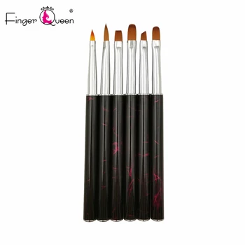 

Acrylic UV Gel Nail Polish 6 Style Nail Art Painting Draw Brush with Metal Cap Professional Manicure Pen Liner Flat Round